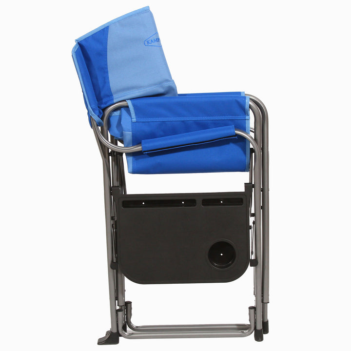 Kamp-Rite Portable Director's Camping Chair w/Table & Cup Holder, 2-Tone Blue - VMInnovations