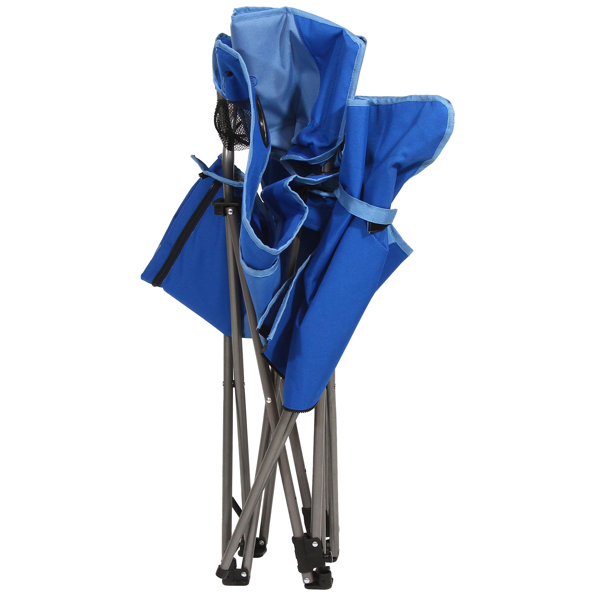 Kamp Rite Folding Camp Chair w/ 2 Cupholders & Detachable Footrest, Blue