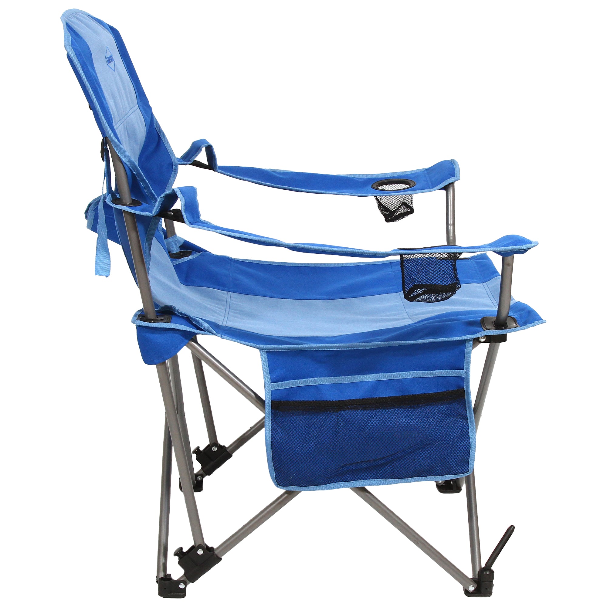 Kamp Rite Folding Camp Chair w/ 2 Cupholders & Detachable Footrest, Blue
