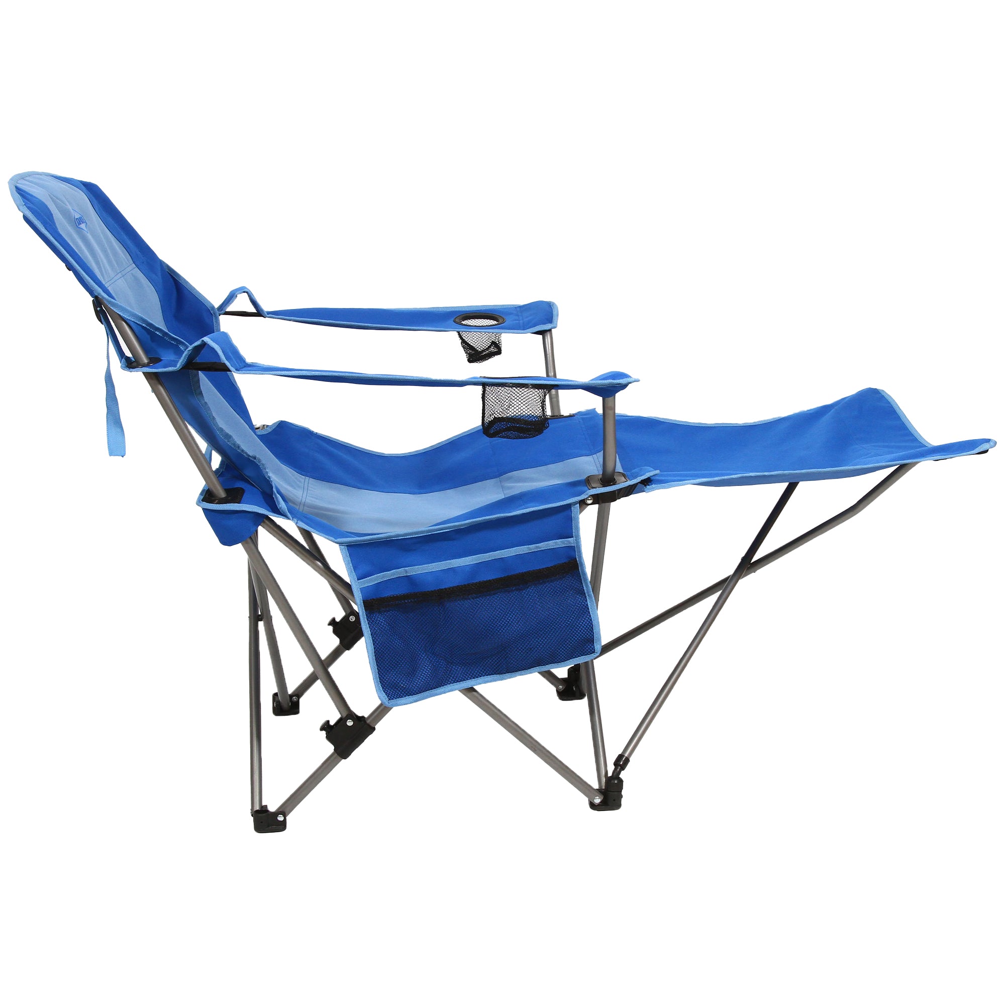 Kamp Rite Folding Camp Chair w/ 2 Cupholders & Detachable Footrest, Blue