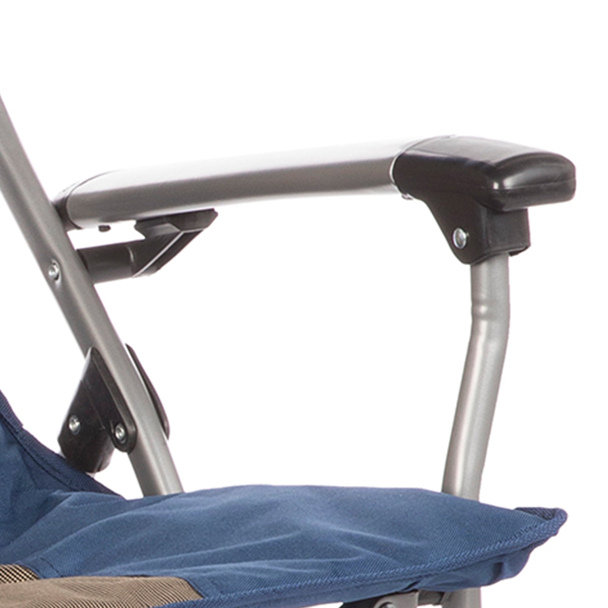 Kamp-Rite Padded Hard Arm Camp Folding Chair w/ Cupholder, Blue & Tan (Open Box) - VMInnovations