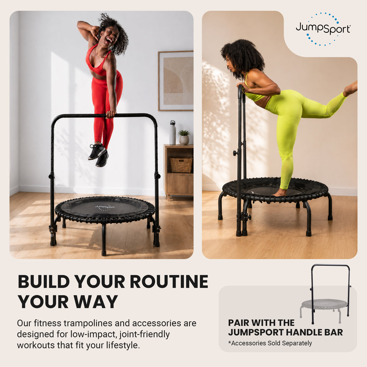 JumpSport Home Gym 39" Heavy Duty Fitness Trampoline 4-In-1 DVD, Black(Open Box)