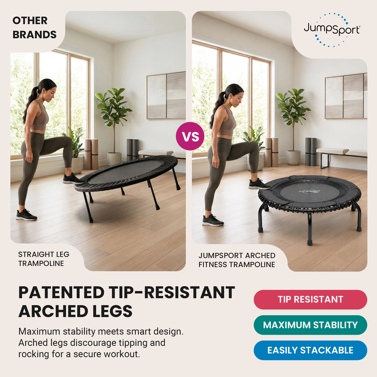 JumpSport 370 PRO Indoor Lightweight 39-Inch Fitness Trampoline, Black(Open Box)