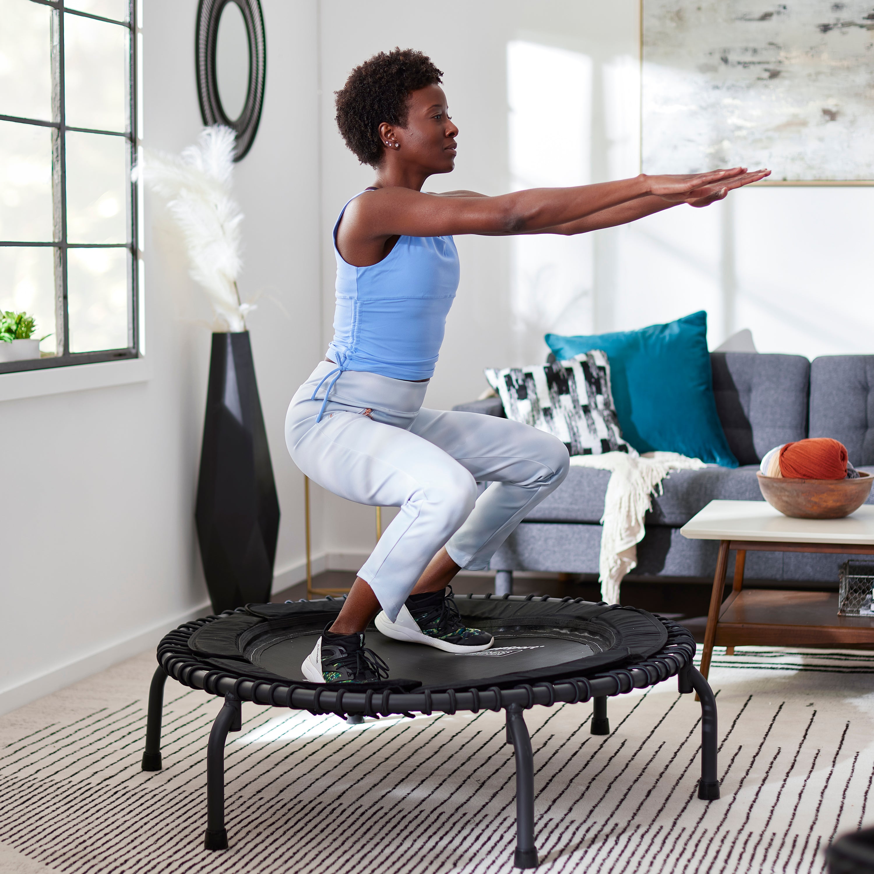 JumpSport 570 PRO Indoor Lightweight 44" Fitness Trampoline, Black (Open Box) - VMInnovations