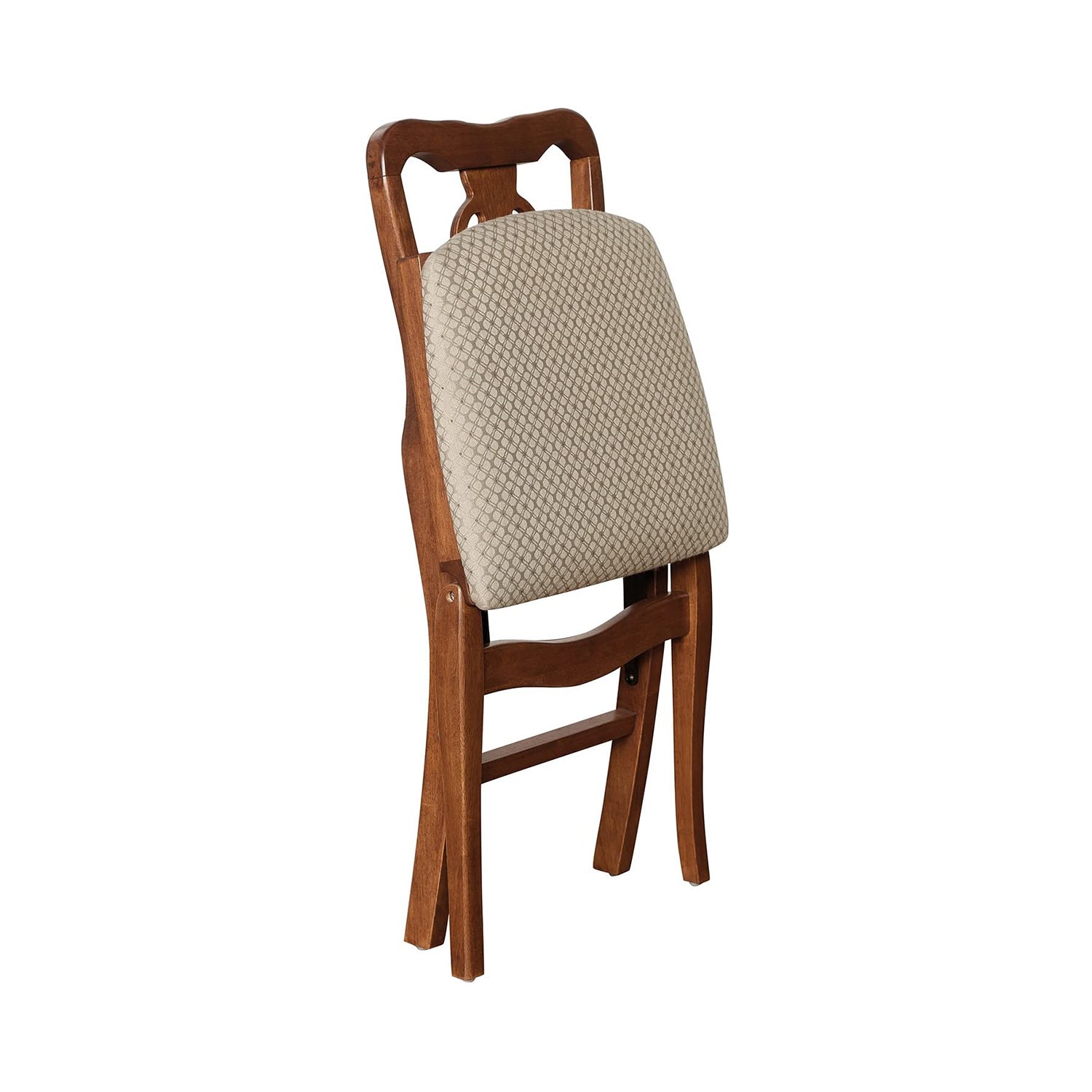 MECO Stakmore Chippendale Upholstered Seat Folding Chair Set, Cherry (2 Pack) - VMInnovations