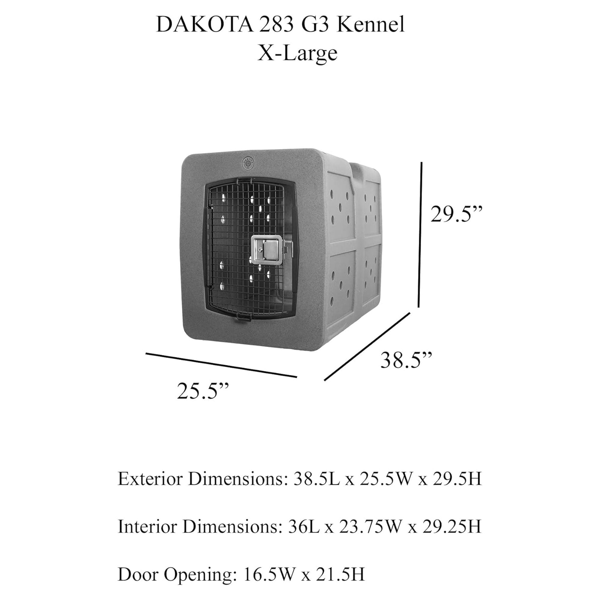 Dakota283 G3 High-Security Polyethylene Framed Door Kennel, XLarge, Dark Granite - VMInnovations