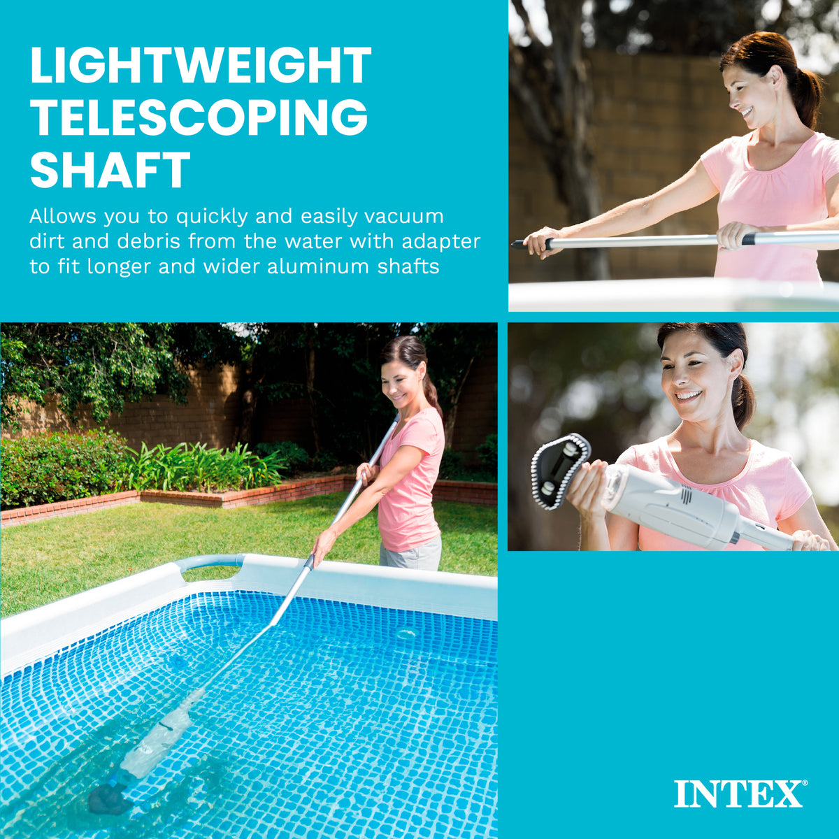 Intex Rechargeable Above Ground Pool Vacuum Cleaner w/ 2 Brush Heads(Open Box)