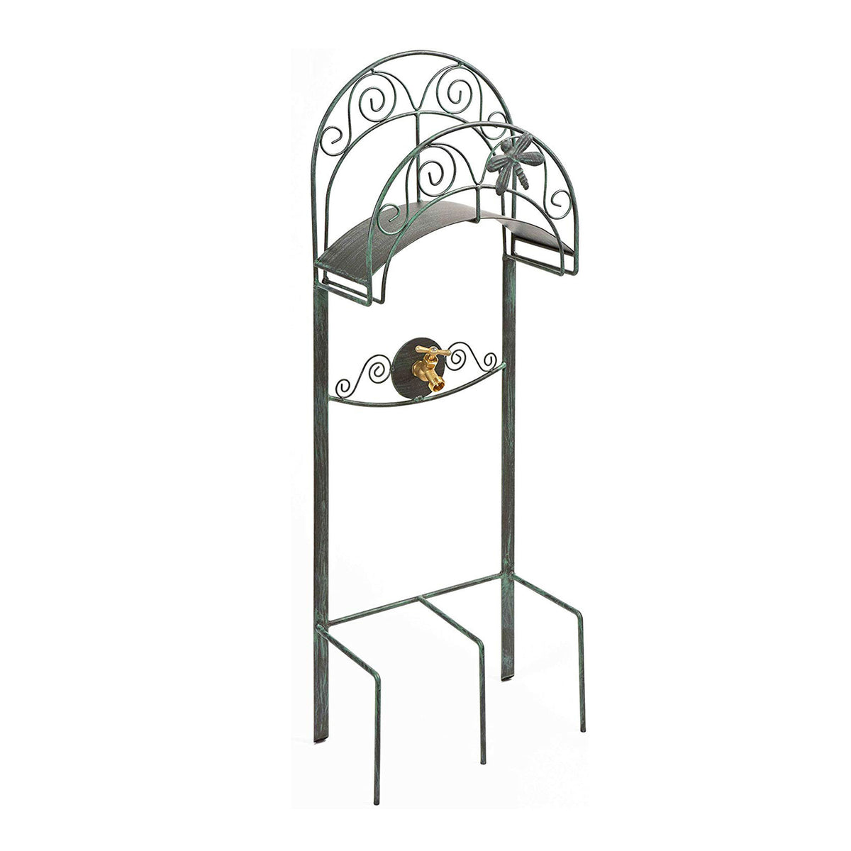 Liberty Garden 5-Prong Gauge Steel Water Hose Stand with Brass Bib (Open Box)