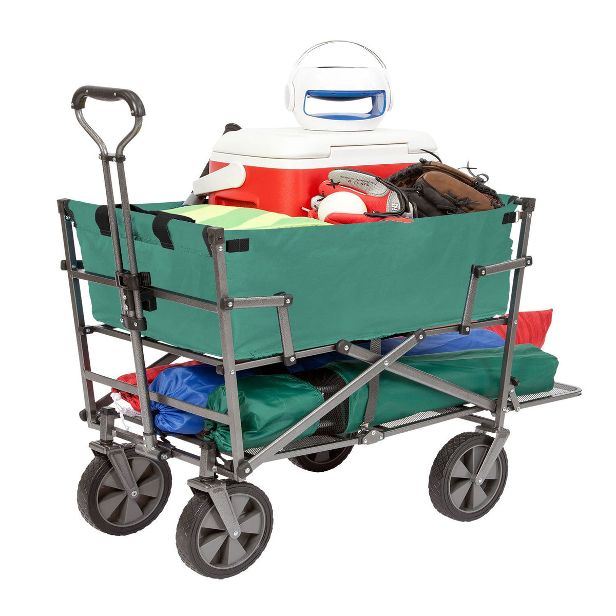 Mac Sports Steel Double Decker Collapsible Yard Cart Wagon, Green (Used)
