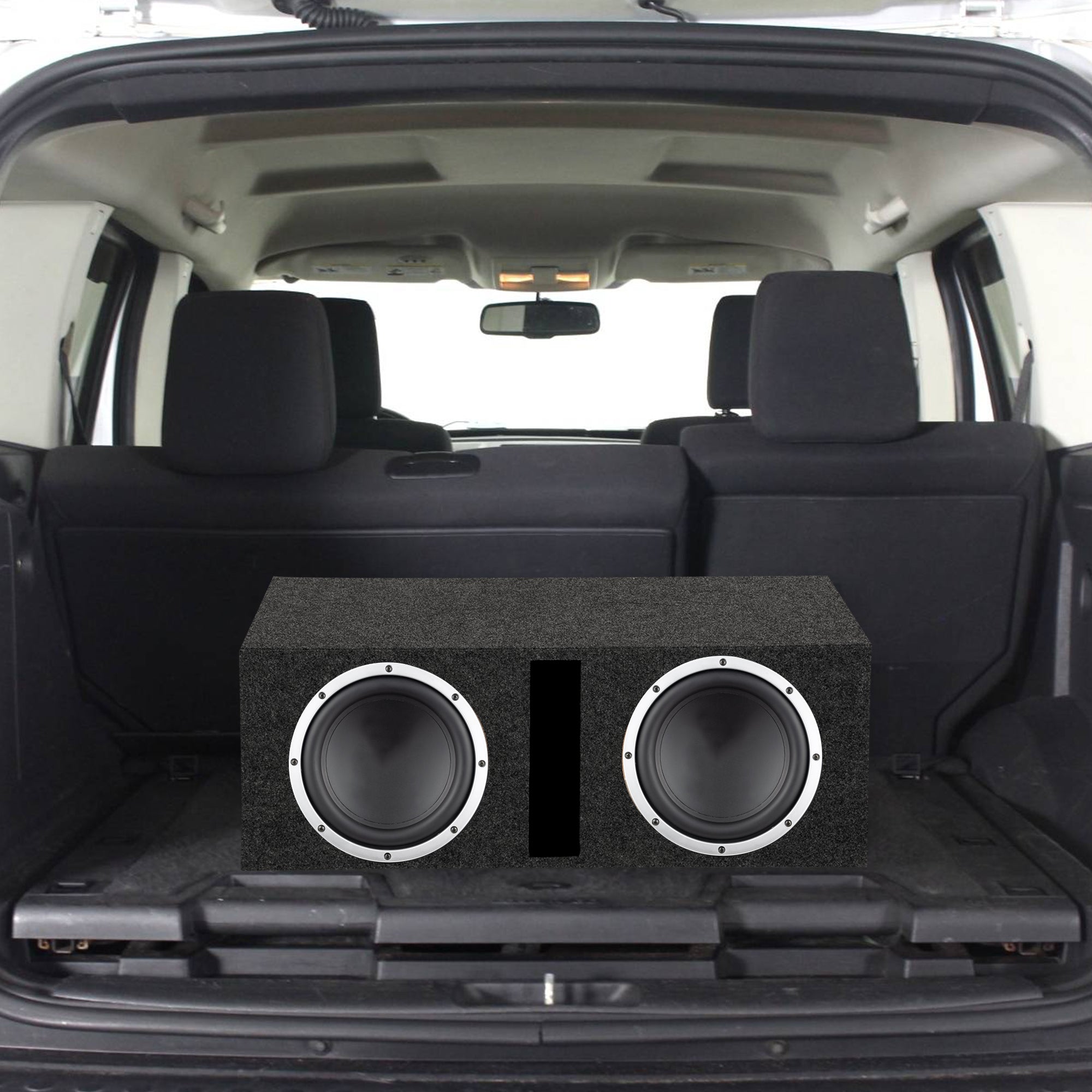 QPower QBASS Dual 12 Inch Heavy Duty Car Audio Subwoofer Enclosure Box, Charcoal - VMInnovations