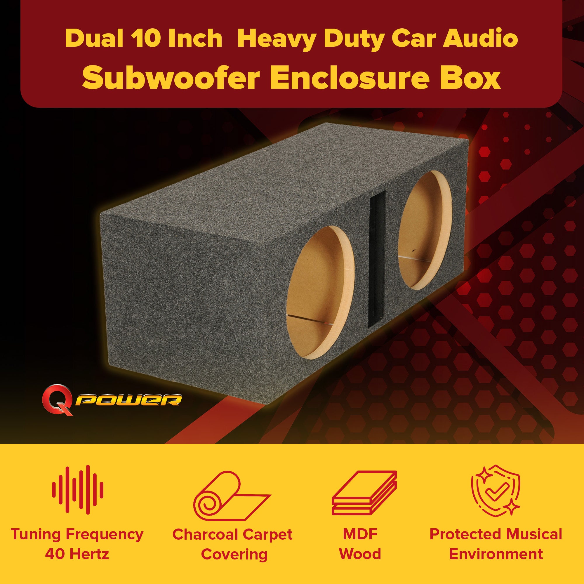 QPower Dual 10" Vented Port Subwoofer Sub Box Enclosure 32 x 12 x 14.5 (Used) - VMInnovations