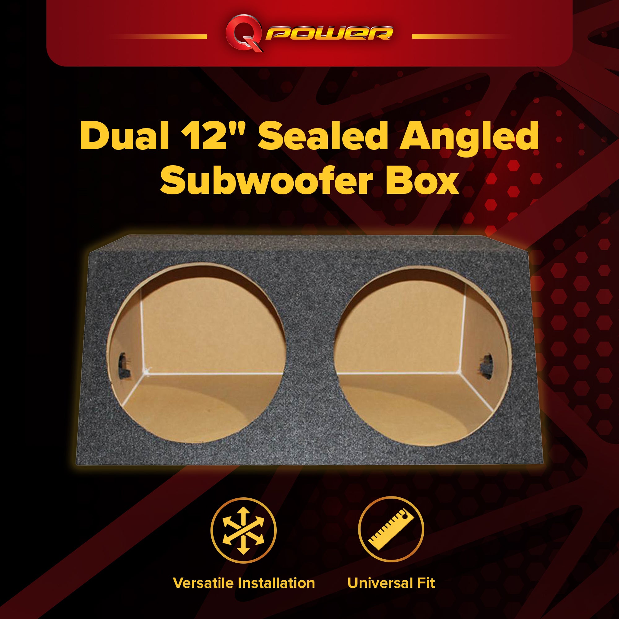 QPOWER QSMBASS12 Dual 12" INCH Subwoofer Box 2 Speaker Sub Enclosure (Open Box) - VMInnovations