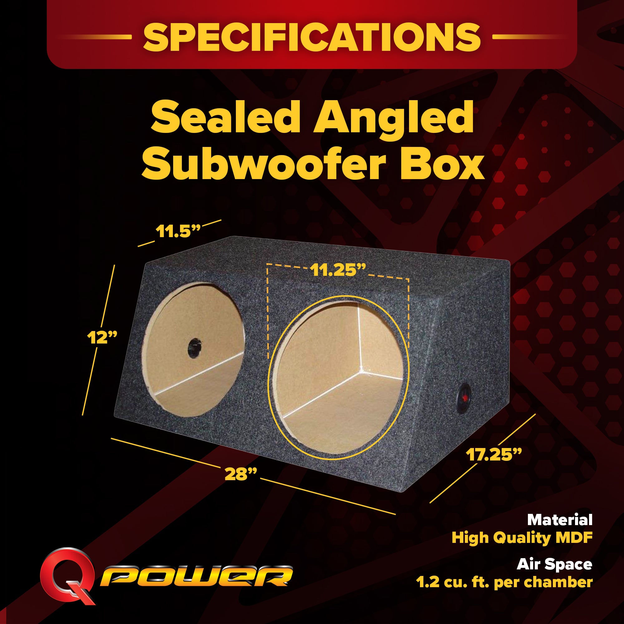 QPOWER QSMBASS12 Dual 12" INCH Subwoofer Box 2 Speaker Sub Enclosure (Open Box) - VMInnovations