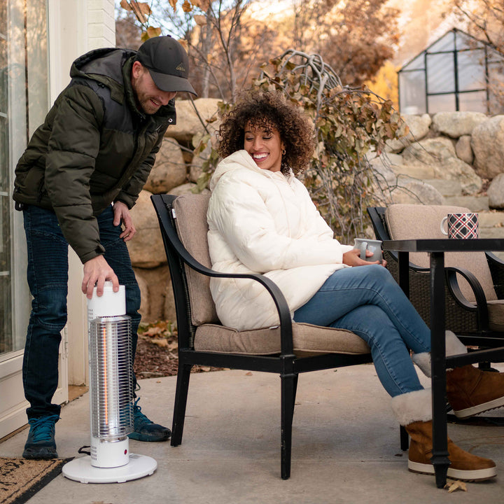 HeatMate Medium Sized Efficient Electric Graphite Tower Indoor Space Heater - VMInnovations