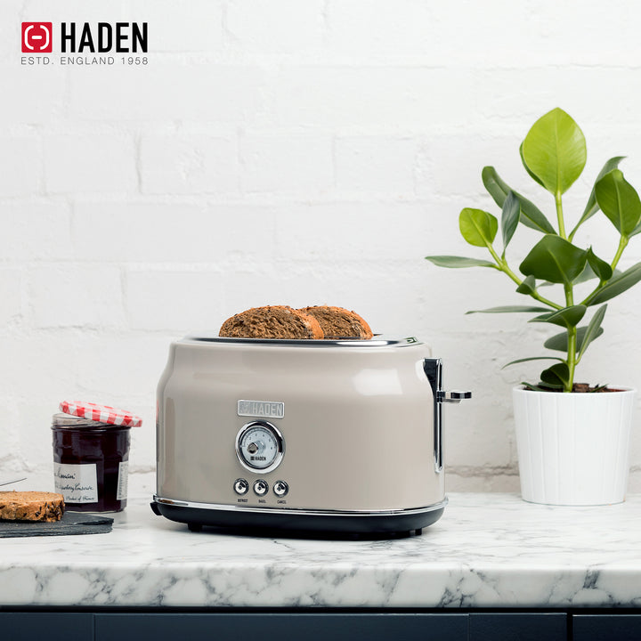 Haden Dorset 2 Slice Wide Slot Toaster & Electric Water Kettle, Putty & Chrome - VMInnovations