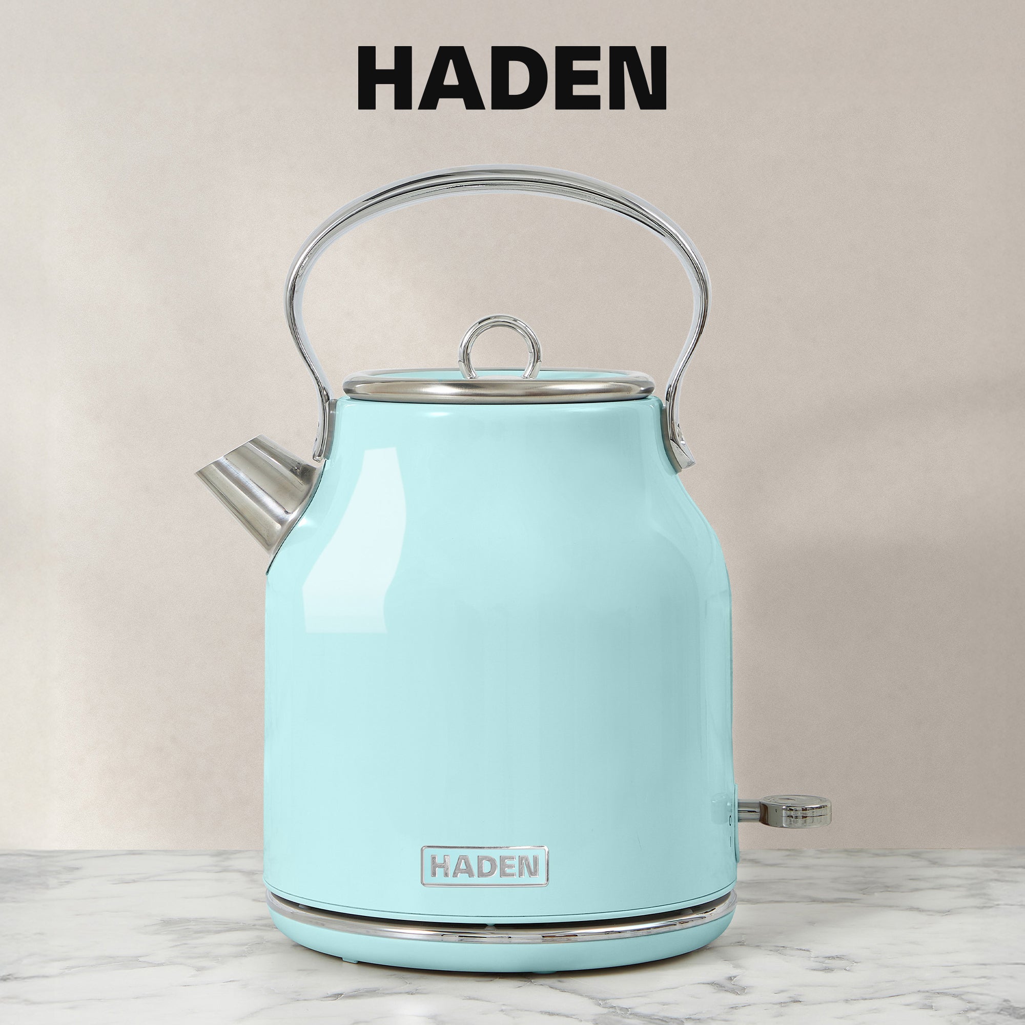 Haden Heritage 4 Slice Wide Slot Toaster & Electric Kettle, Turquoise & Chrome