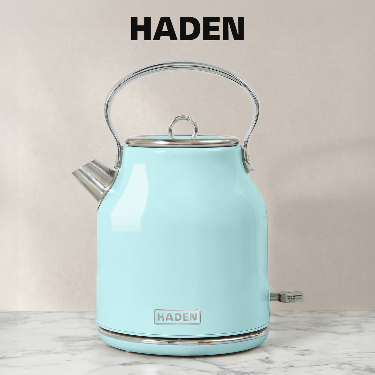 Haden Heritage 4 Slice Wide Slot Toaster & Electric Kettle, Turquoise & Chrome - VMInnovations