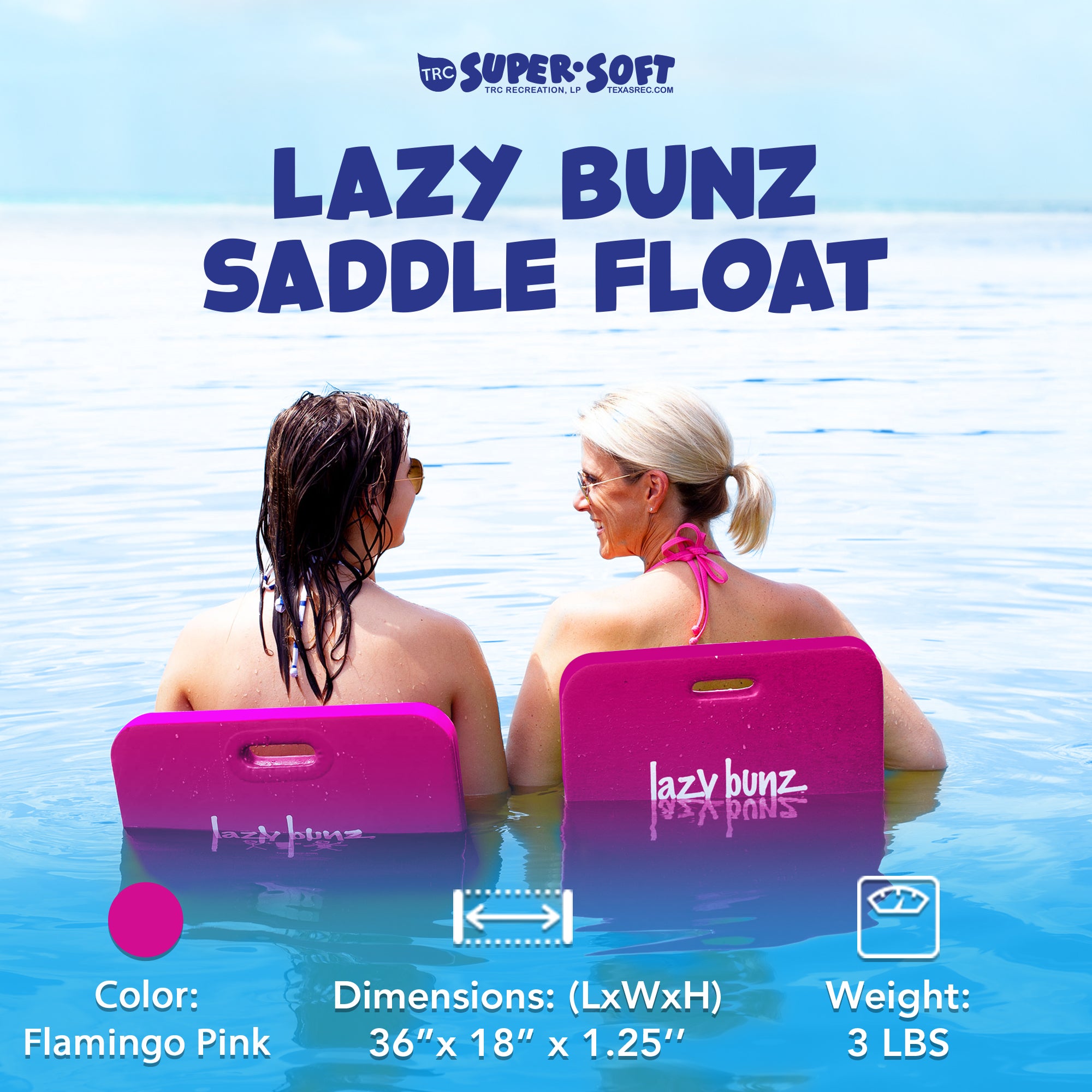 TRC Lazy Bunz Foam Water Saddle Swimming Pool Float, Flamingo Pink (Open Box) - VMInnovations