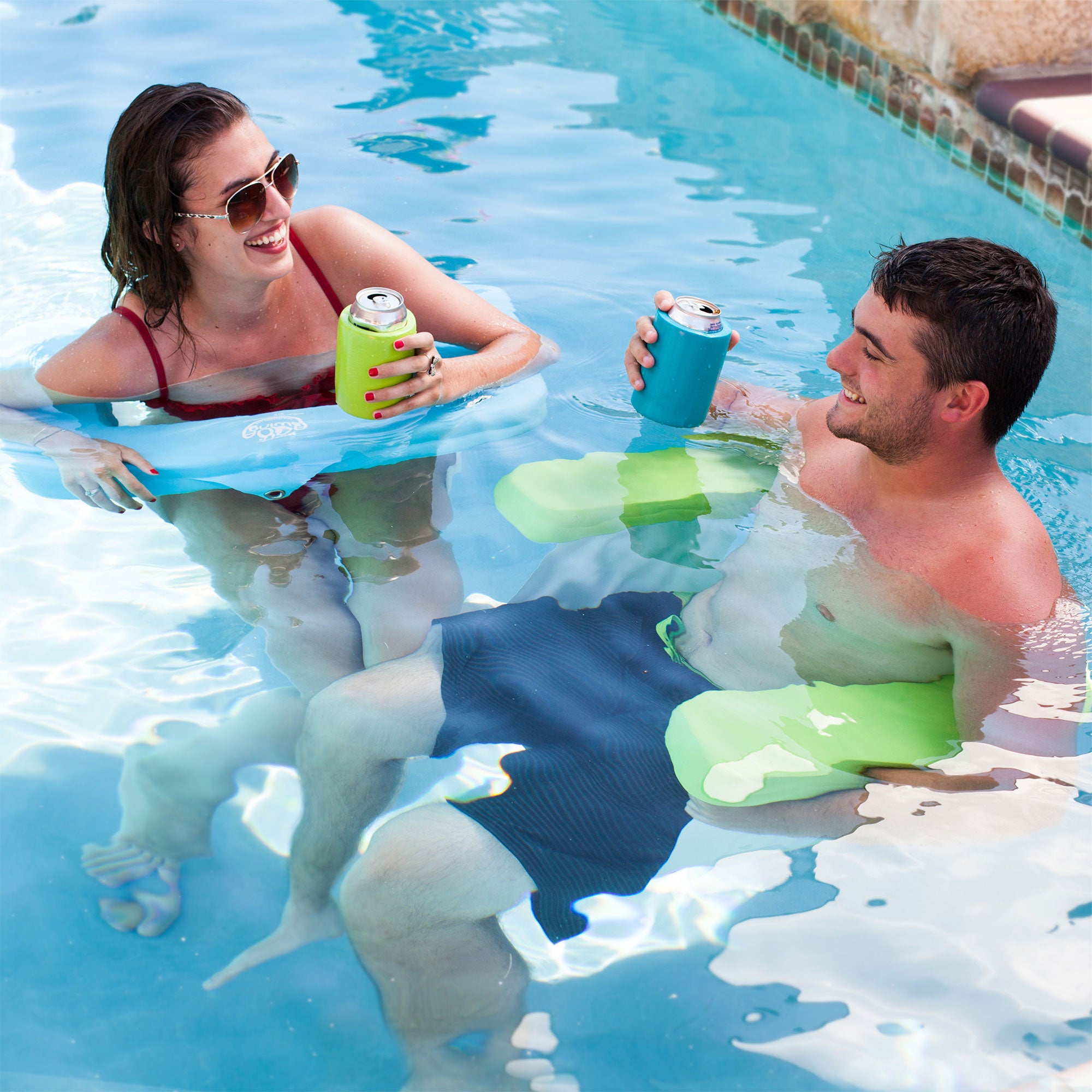 TRC Recreation Aqua Swing Chair Foam Pool Lounger Float, Marina Blue (Open Box) - VMInnovations
