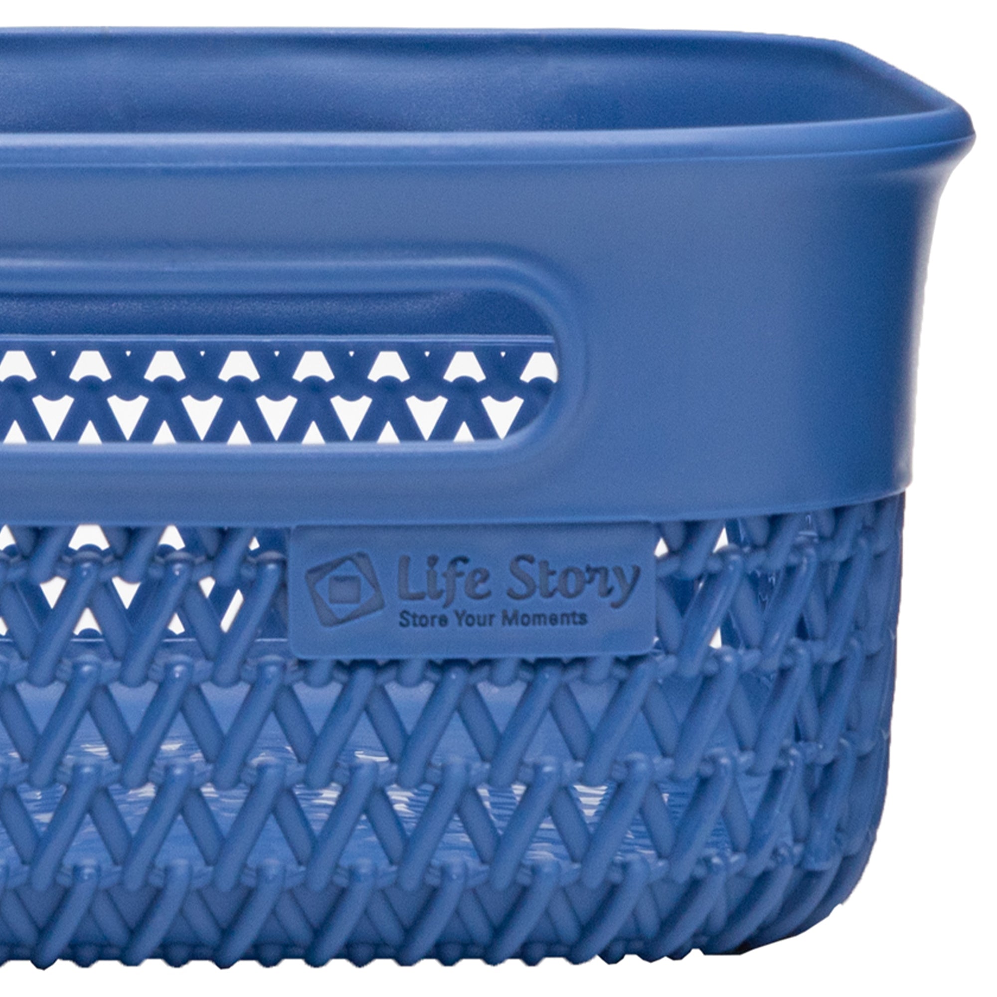 Life Story Lightweight Heavy Duty Storage Woven Basket 4 Quarts, Blue (14 Pack) - VMInnovations