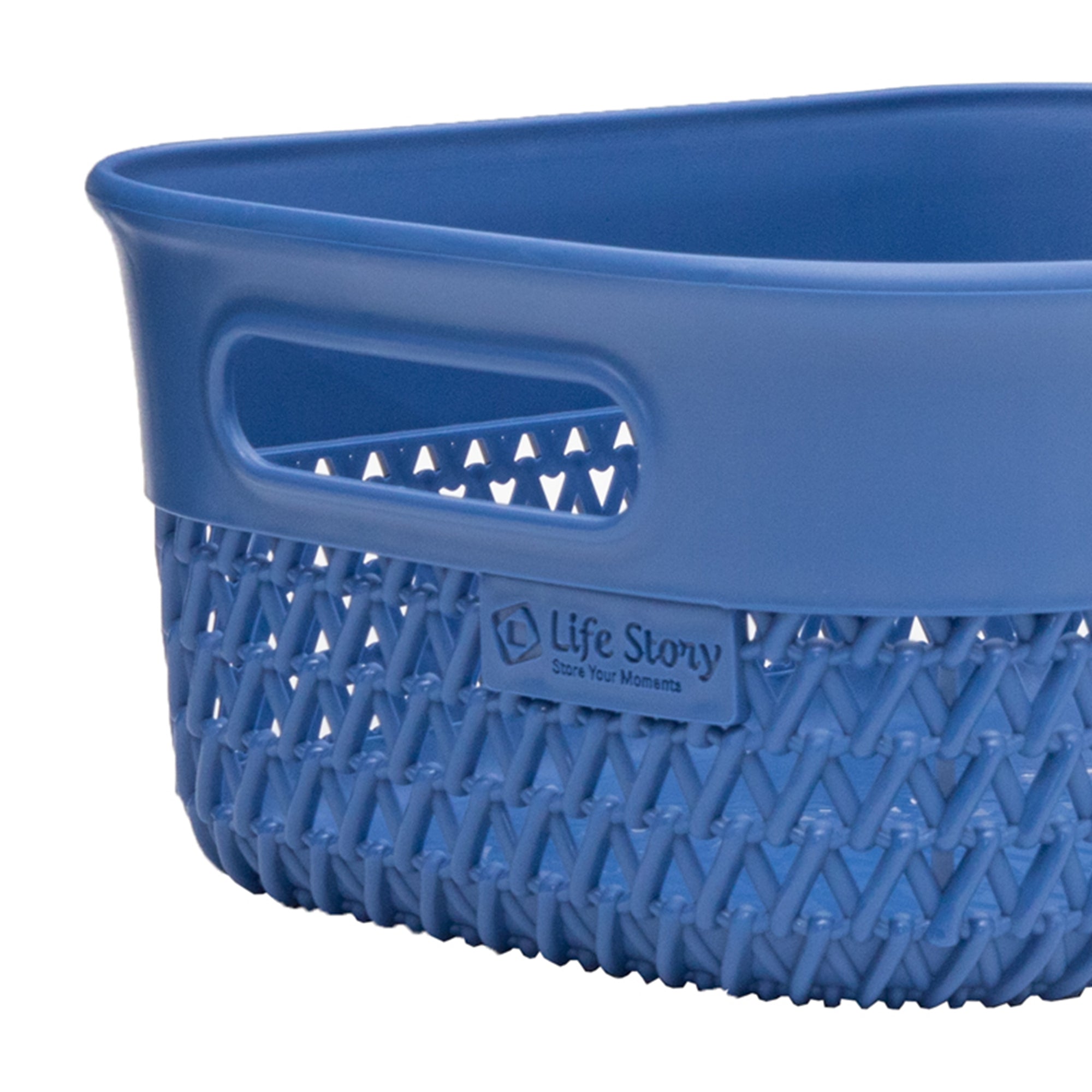 Life Story Lightweight Heavy Duty Storage Woven Basket 4 Quarts, Blue (14 Pack) - VMInnovations