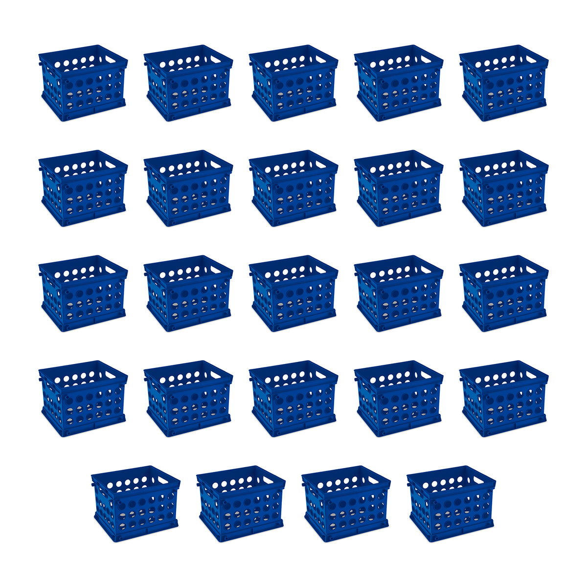 Sterilite Stackable Mini Storage Crate Organizers with Handles, Blue, (24 Pack)