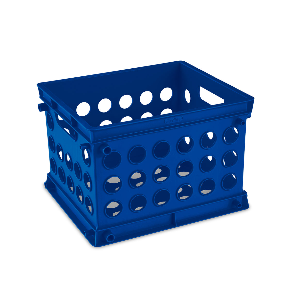 Sterilite Stackable Mini Storage Crate Organizers with Handles, Blue, (24 Pack)