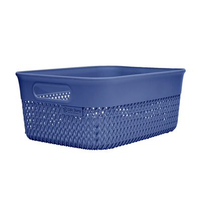 Life Story Lightweight Storage Woven Trendy Basket 10 Quarts, Blue (6 Pack)
