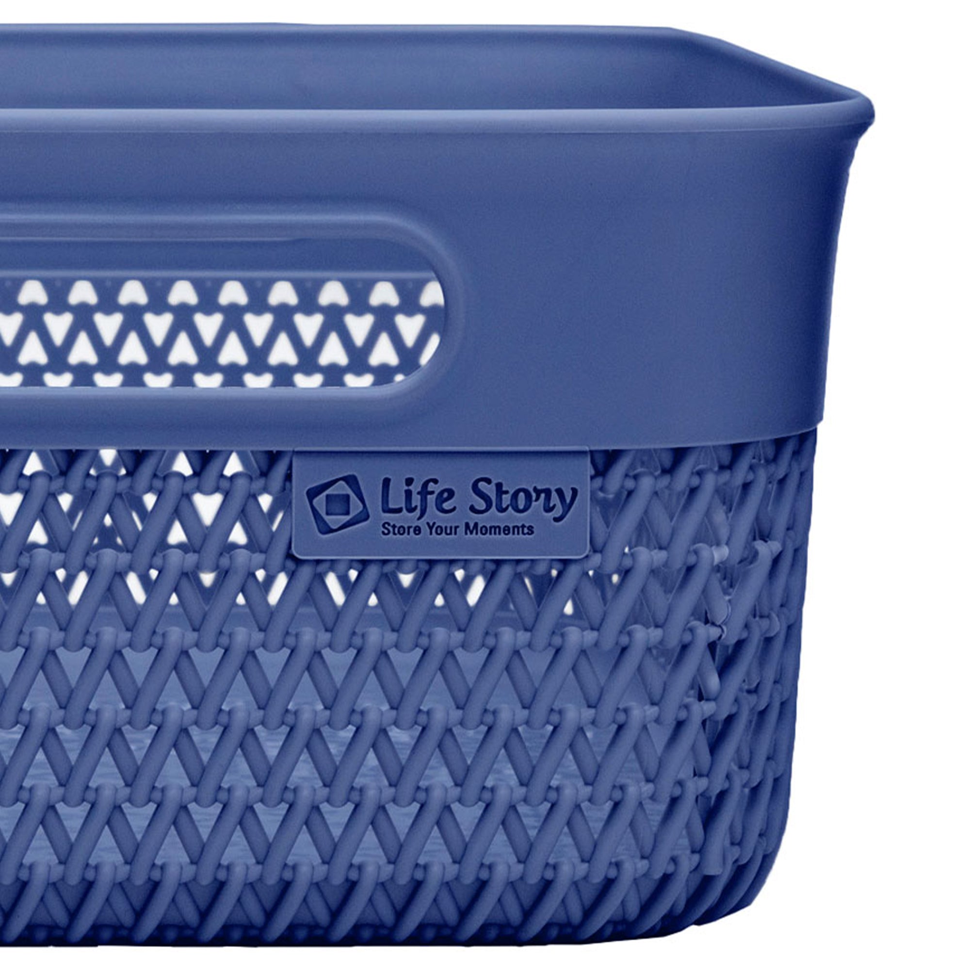 Life Story Lightweight Storage Woven Trendy Basket 10 Quarts, Blue (6 Pack)