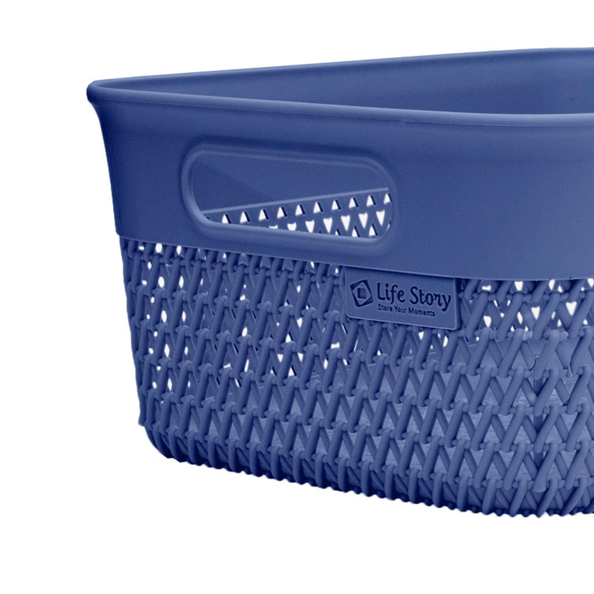 Life Story Lightweight Storage Woven Trendy Basket 10 Quarts, Blue (6 Pack)