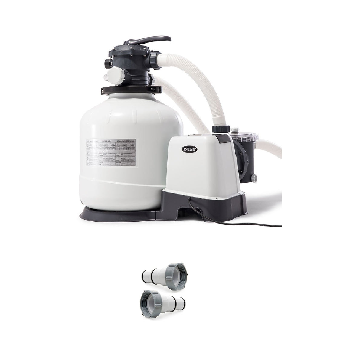 Intex Pool Sand Filter Pump w/ Automatic Timer & Replacement Hose Adapter - VMInnovations