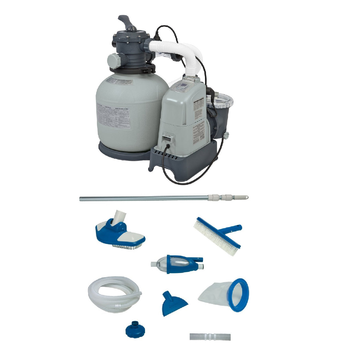 Intex Above Ground Pool Saltwater System & Sand Filter Pump & Maintenance Kit