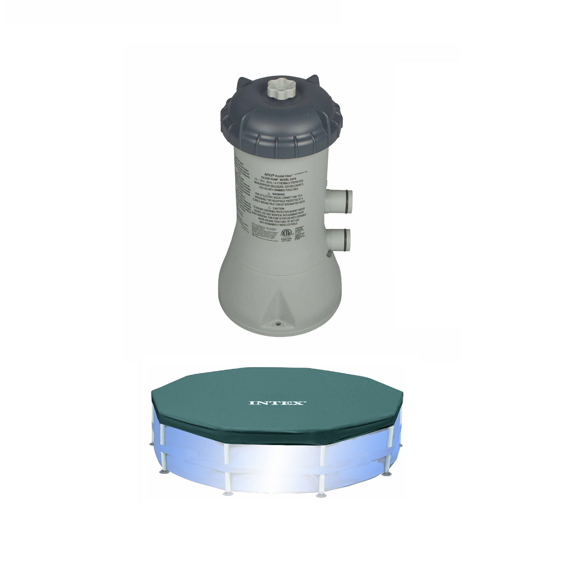 Intex Above Ground Pool Cartridge Filter Pump System & 10 foot Round Pool Cover