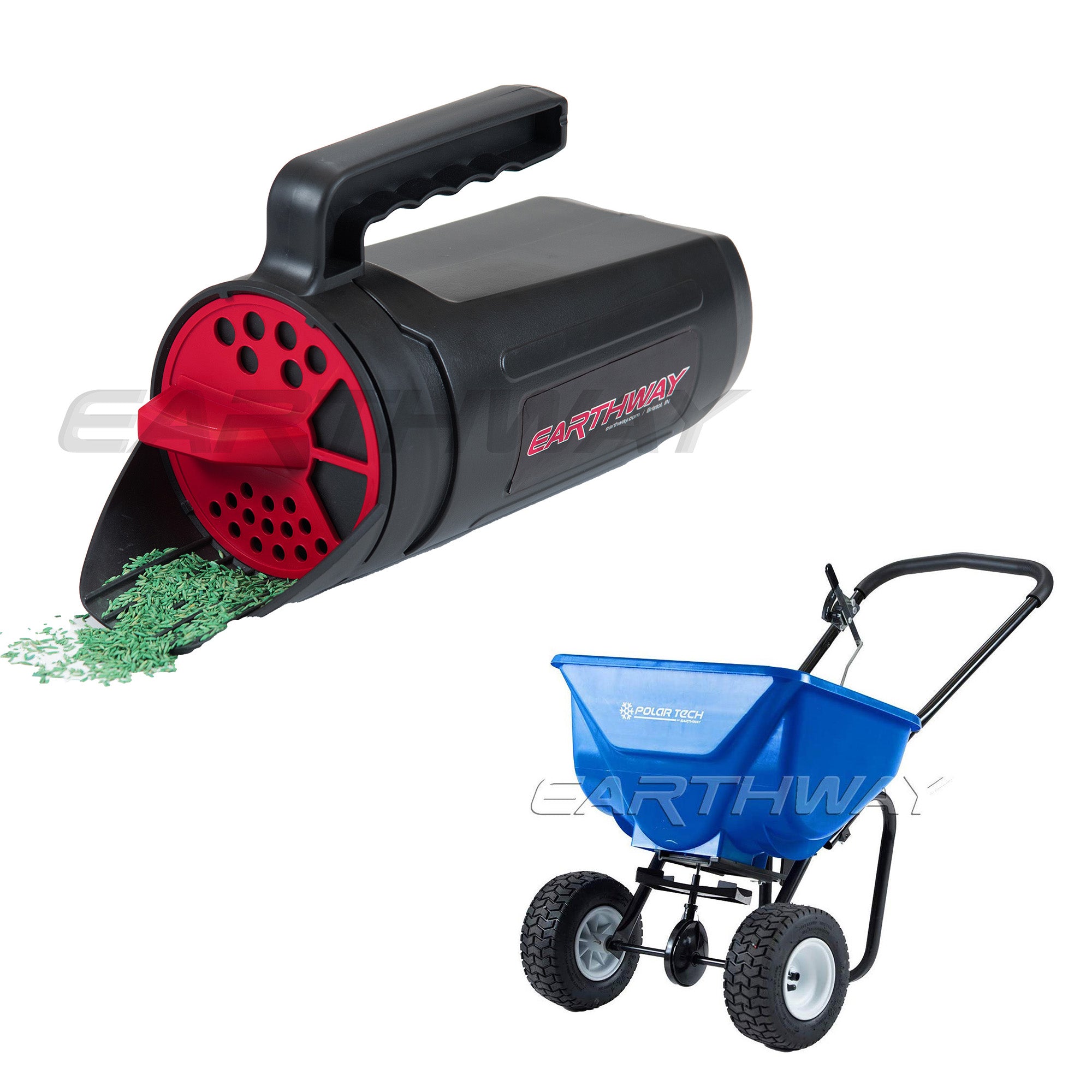 Earthway Handheld Seed Earthshaker w/ 50 Lb Hopper Ice/Snow Melt Spreader, Blue - VMInnovations