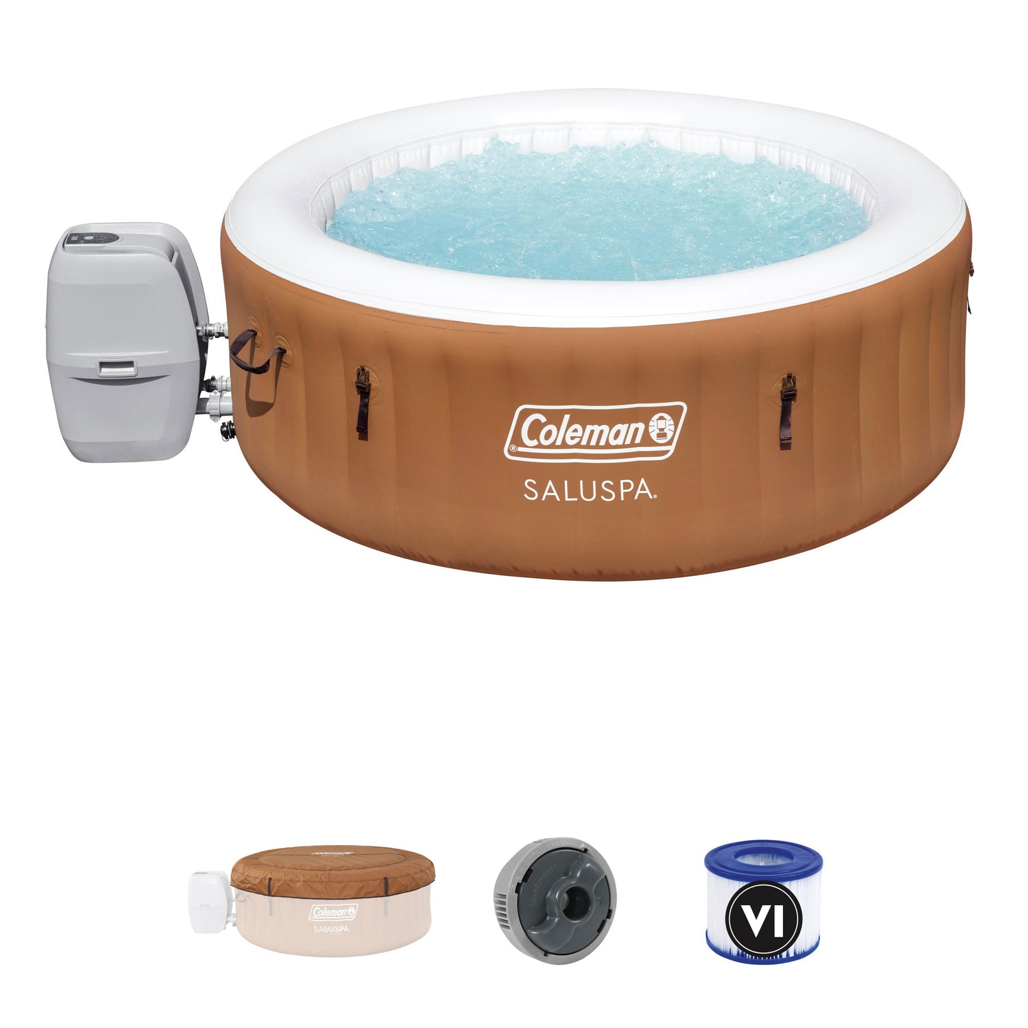 Coleman SaluSpa Miami 4 Person Inflatable Hot Tub with EZ Spa Chemical Treatment