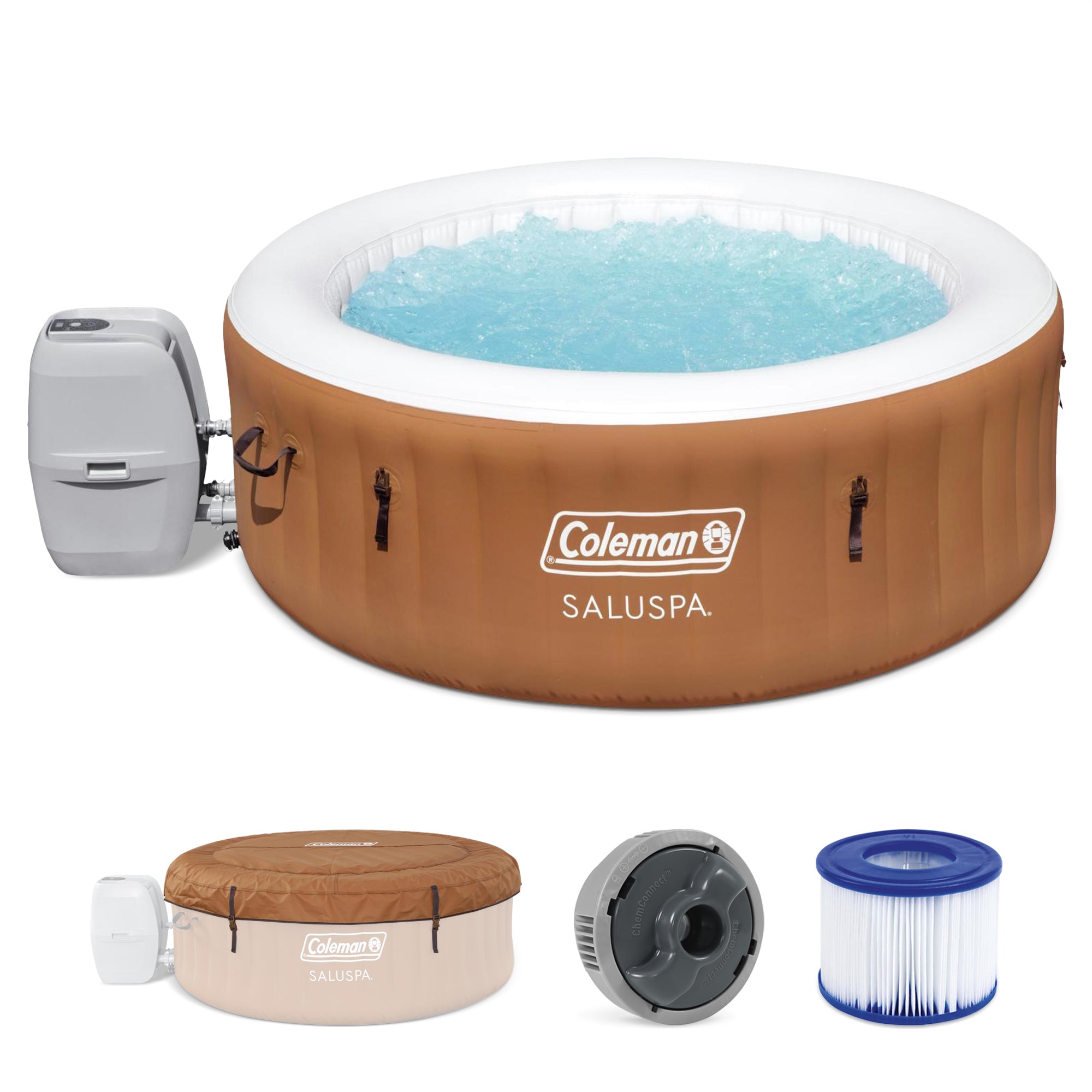 Coleman SaluSpa Miami Air Jet 4 Person Inflatable Hot Tub Spa w/ Pump(For Parts)