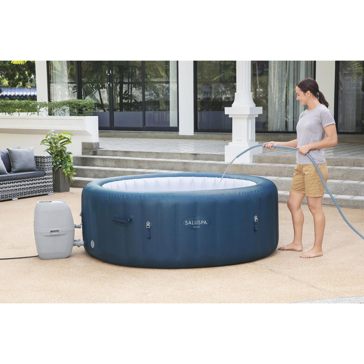 Bestway SaluSpa Milan Airjet Plus Inflatable Hot Tub Spa w/ Intex Accessory Kit