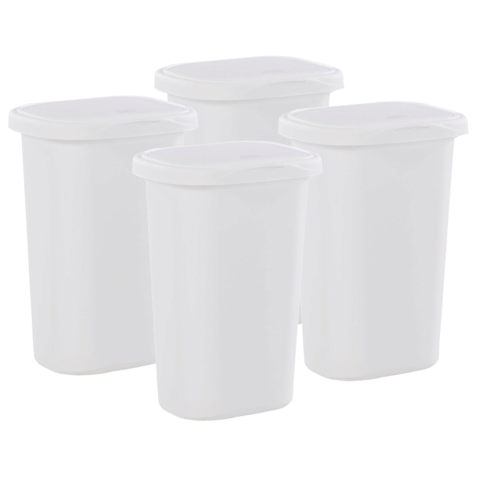 Rubbermaid 13.25 Gallon Rectangular Spring-Top Lid Wastebasket, White (4-Pack) - VMInnovations