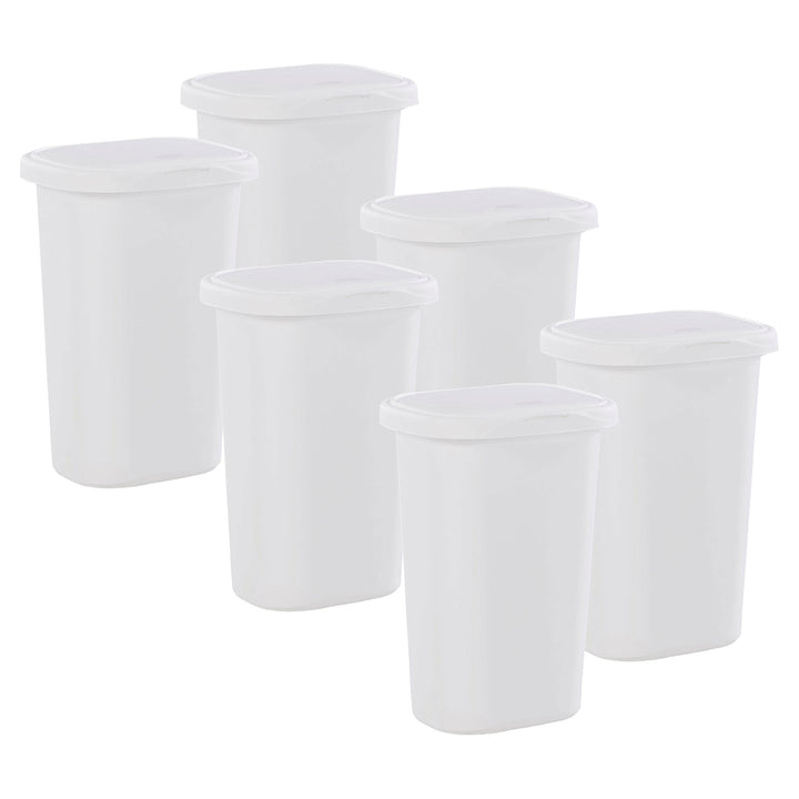 Rubbermaid 13.25 Gallon Rectangular Spring-Top Lid Wastebasket, White (6-Pack) - VMInnovations
