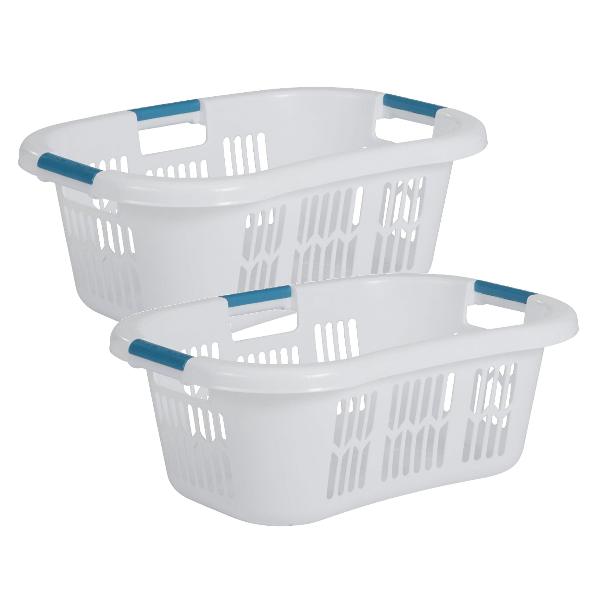 Rubbermaid 2.1 Bushel Small Hip-Hugger Portable Plastic Laundry Basket (2-Pack) - VMInnovations