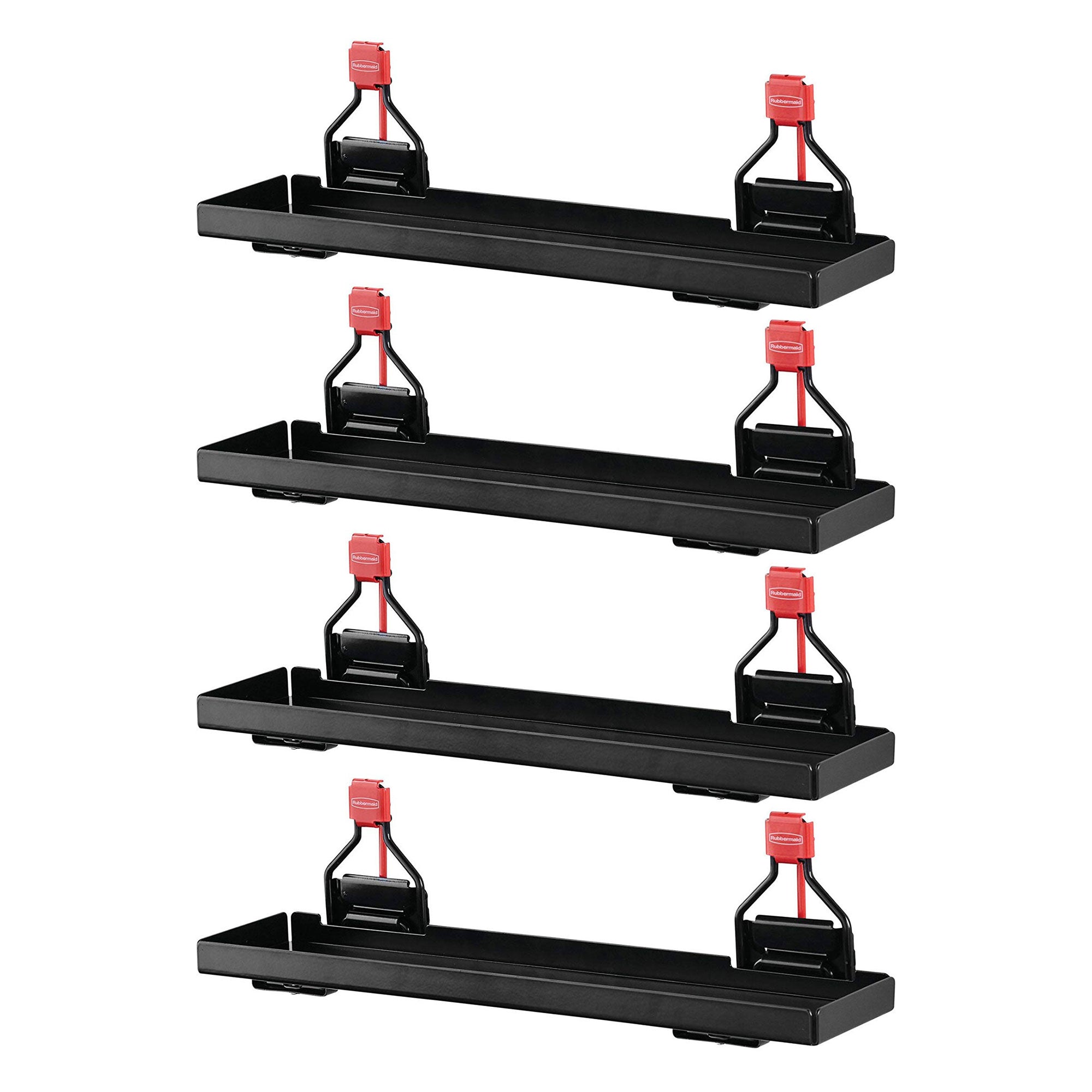 Rubbermaid Outdoor Metal Backyard Storage Shed Accessories Shelf, Black (4 Pack)