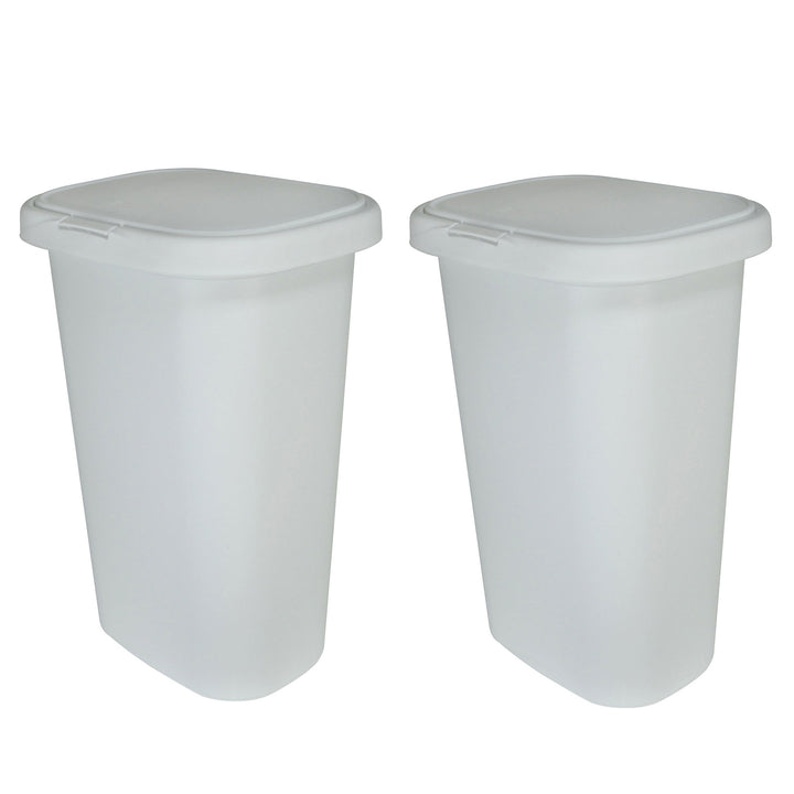 Rubbermaid 13 Gallon Rectangular Spring-Top Lid Wastebasket Trash Can (2 Pack) - VMInnovations