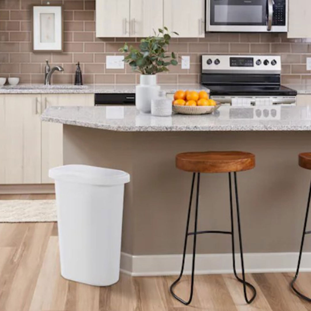Rubbermaid 13 Gallon Rectangular Spring-Top Lid Wastebasket Trash Can (2 Pack) - VMInnovations