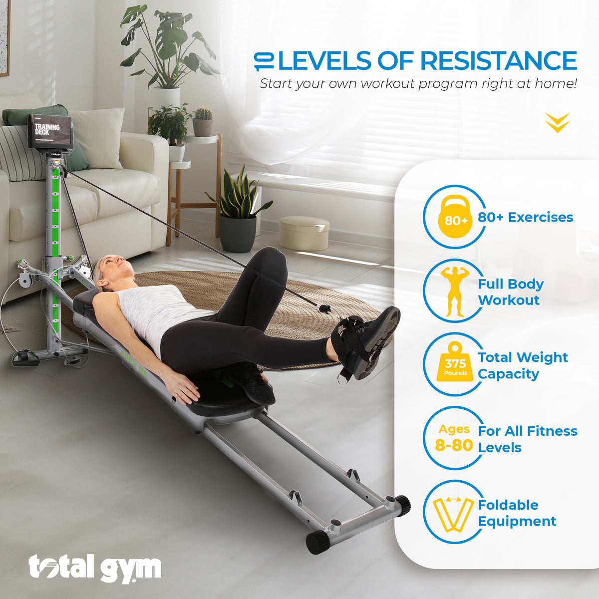 Total Gym Fitness - Incline Weight Training w/ 10 Resistance Levels (For Parts) - VMInnovations