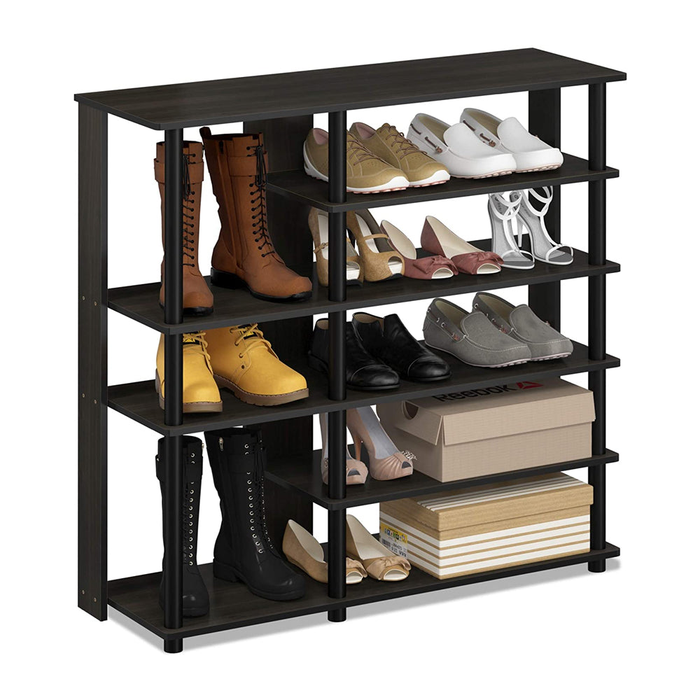 Furinno Turn-N-Tube Multipurpose Storage Shoe Rack Organizer, Espresso Black
