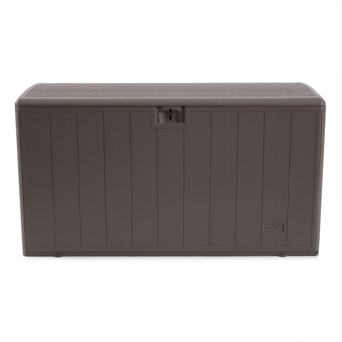 Plastic Development Group 105-Gal Patio Storage Deck Box, Driftwood (Open Box)