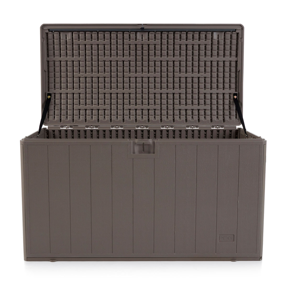 Plastic Development Group 105-Gal Patio Storage Deck Box, Driftwood (Open Box)