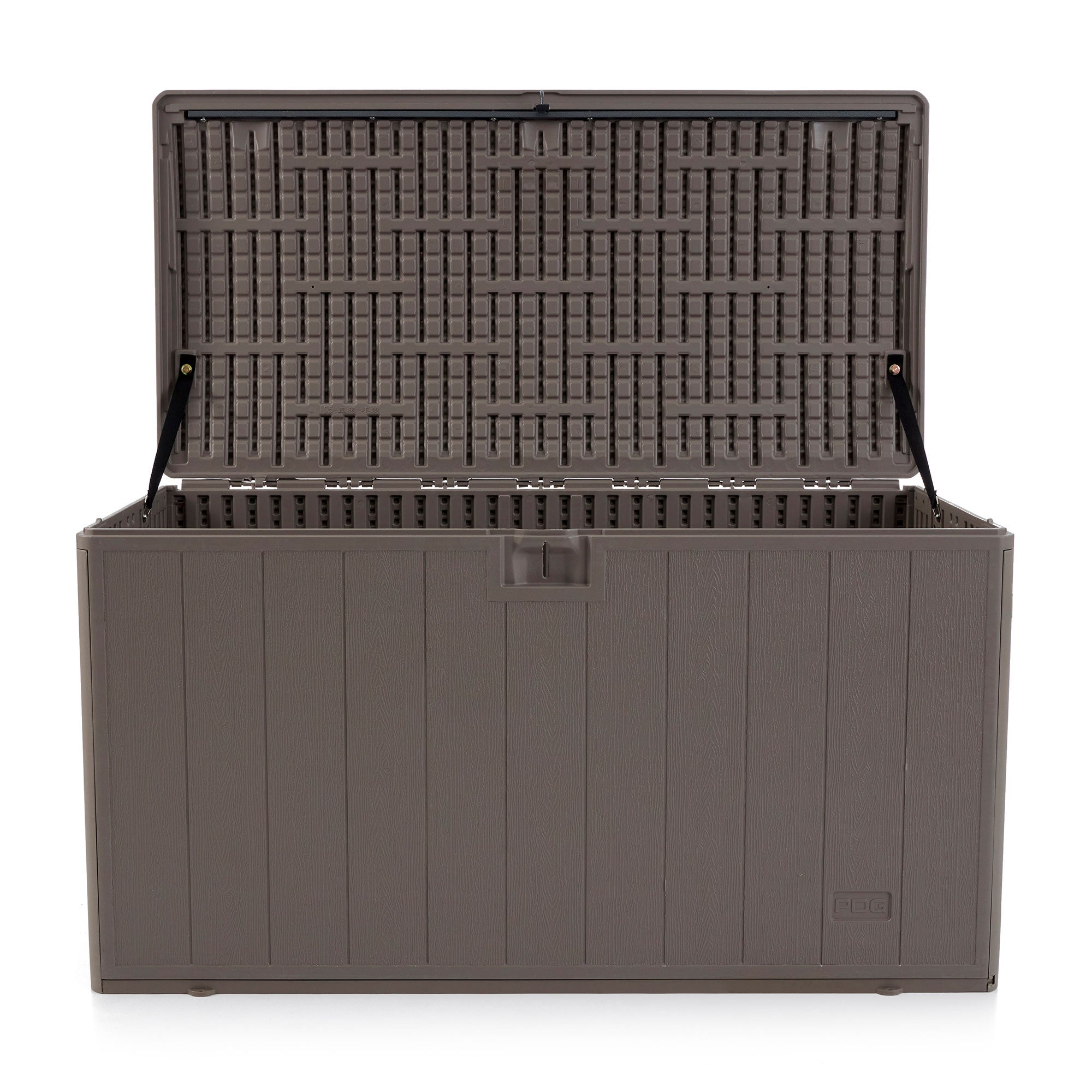 Plastic Development Group 105-Gal Patio Storage Deck Box, Driftwood (Open Box) - VMInnovations