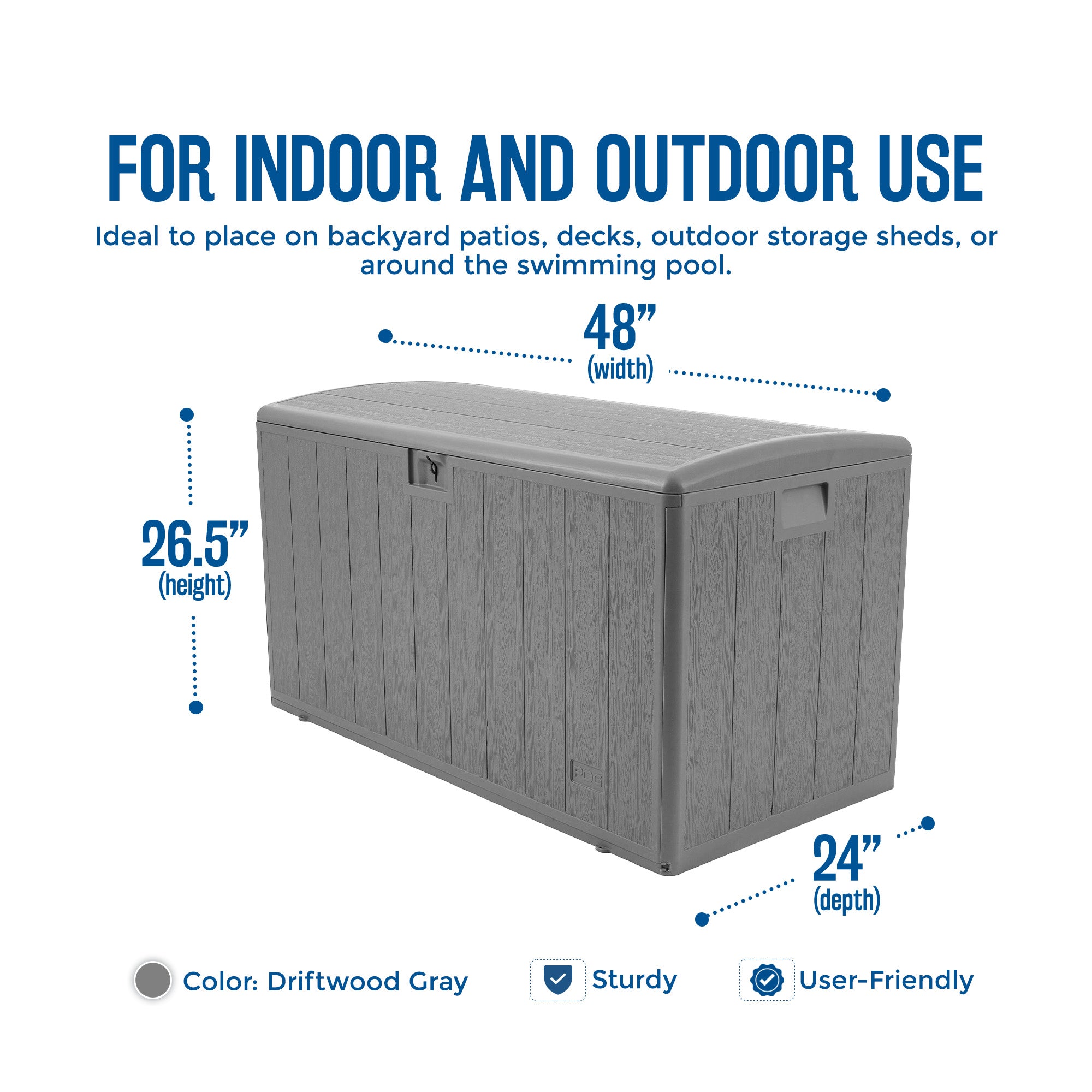 Plastic Development Group 105-Gallon Resin Storage Patio Deck Box, Gray (Used) - VMInnovations