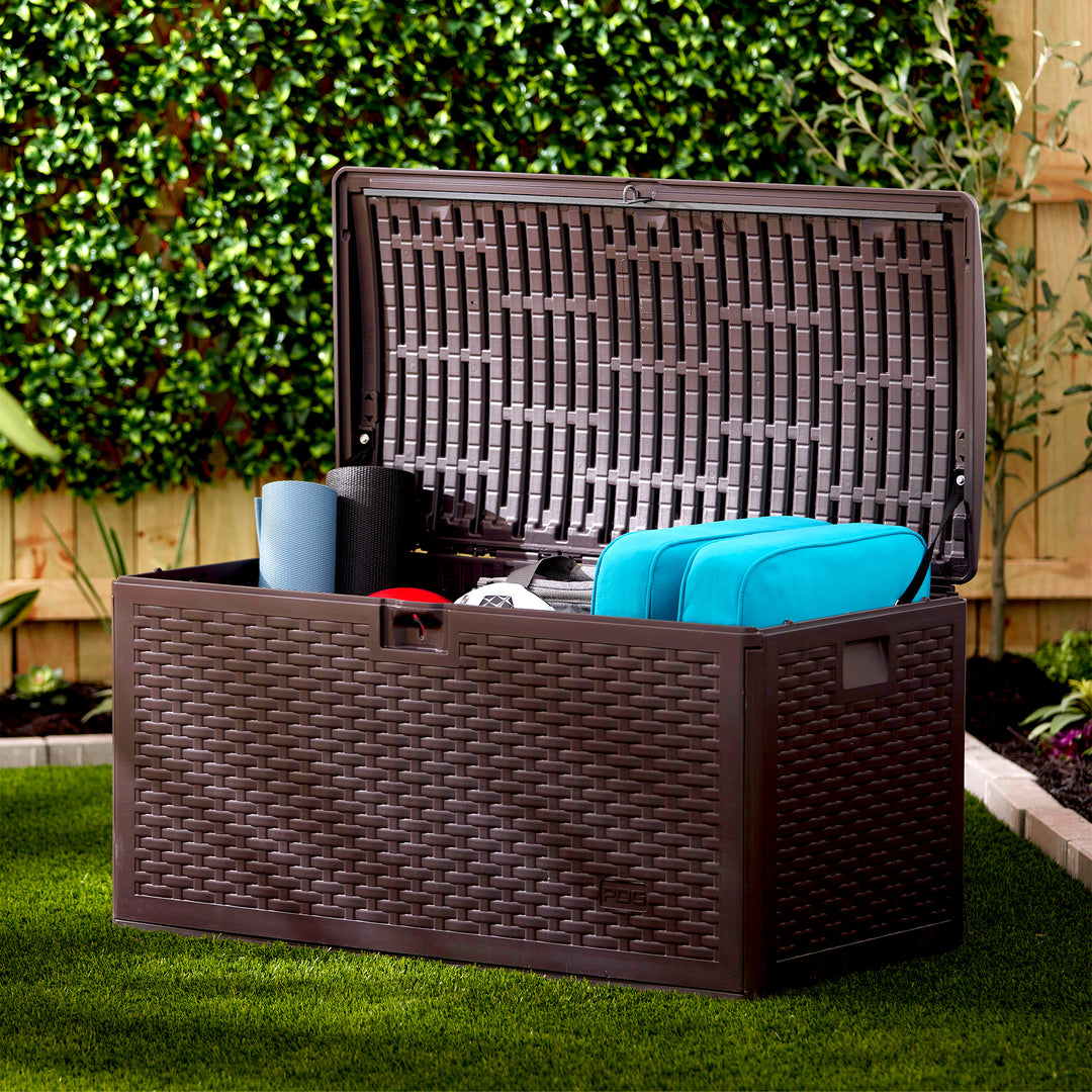 Plastic Development Group 73 Gallon Resin Outdoor Patio Storage Deck Box, Brown - VMInnovations